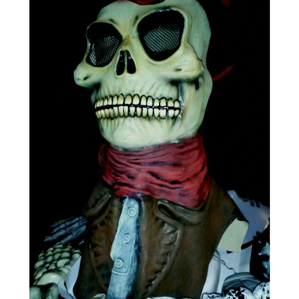 NW scary mask Cowboy SKULL LATEX DELUXE FULL HEAD RUBIES 3389 HARD 2 FINE VINTAG